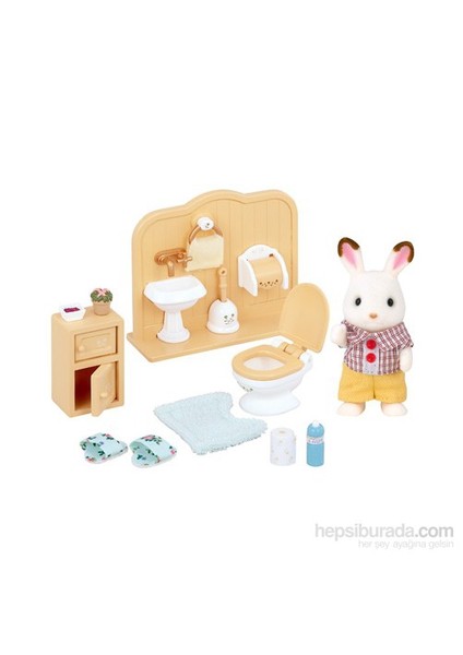 Sylvanian Families / Kahverengi Kulaklı Tavşan Erkek Kardeş & Tuvalet (ESF2203)