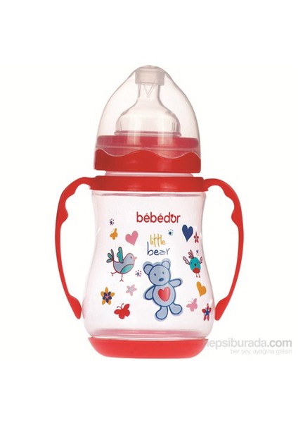 Geniş Ağız Kulplu Biberon 250 ml / Pembe
