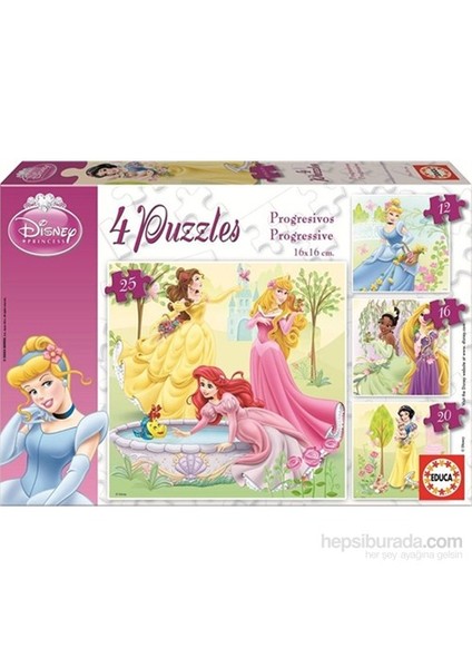 Dısney Prıncess - 12+16+20+25 Parça Puzzle