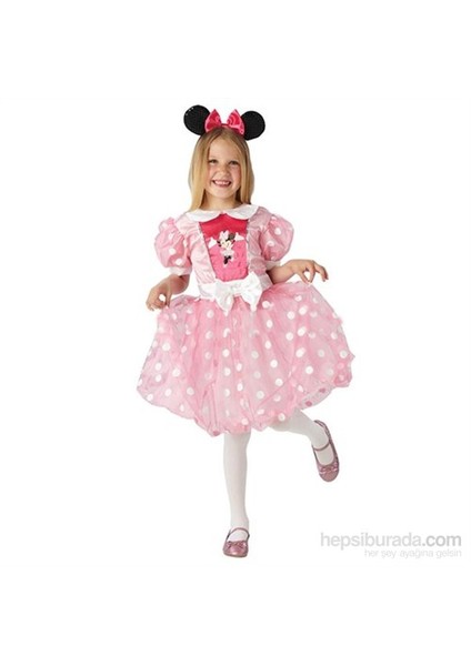 Minnie Mouse Çocuk Kostüm 7-8 Yaş Pembe Glitz