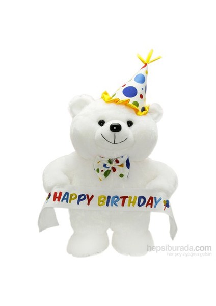 Papyonlu Happy Birthday Peluş Ayı 45 cm