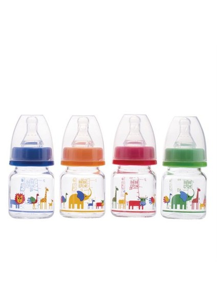 Desenli Yavaş Akış Emzikli Mini Cam Biberon Özel Amaçlı 60 Ml.