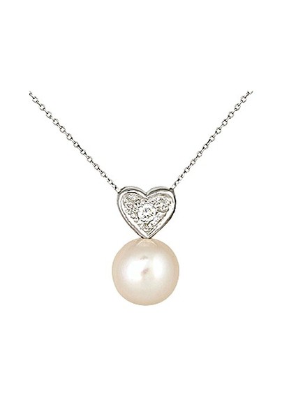 0.04 Karat Pırlanta İncili Kolye GZİNC016