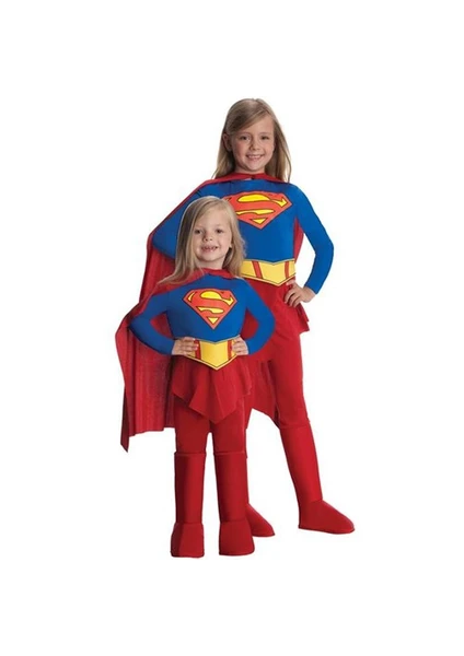 Super Girl Streç Kız Çocuk Kostümü 12-14 Yaş