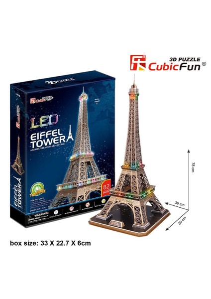 Cubic Fun 3D Puzzle 82 Parça Eyfel Kulesi (Led Işıklı)