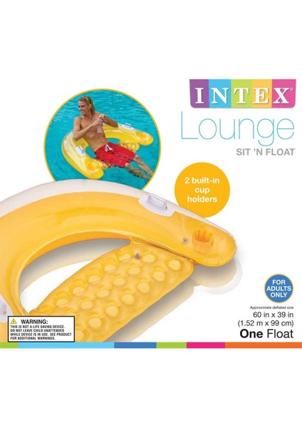 İntex 58859 Bardaklı Ve Tutamaçlı Sarı Deniz Koltuğu 152X99 Cm
