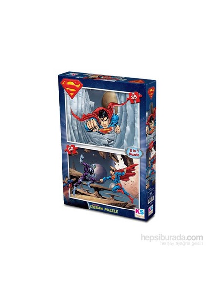 Superman- Puzzle - (Yapboz) 2'si 1 arada (35+60 Parça)