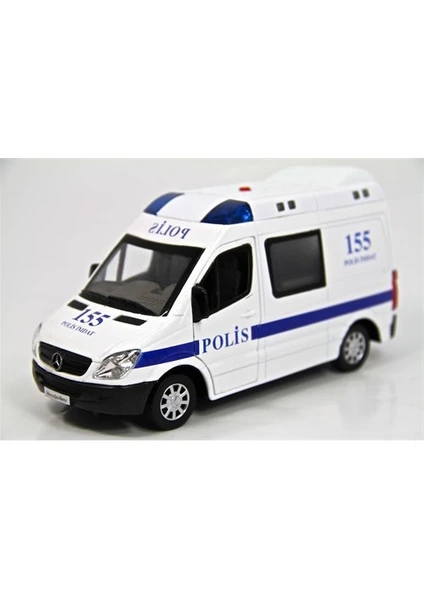 1:32 Işıklı Sesli Metal Polis Arabası (Mercedes Benz Sprinter)