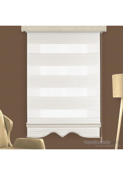 Zebra Pliseli 230X200 Ekru Etek Dilimli