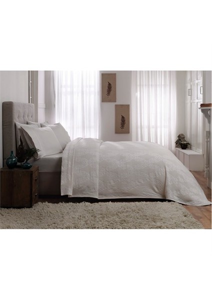 Jakarlı Comfort Çift Kişilik Pike Takımı - Glenda Krem