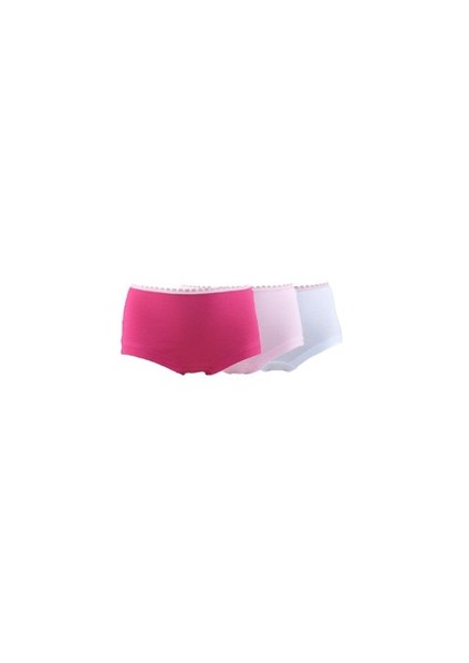 Kız Çocuk Boxer 3lü Paket 1295 Beyaz-Pembe-Fuşya