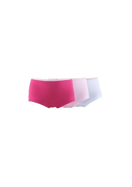 Kız Çocuk Boxer 3lü Paket 1295 Beyaz-Pembe-Fuşya