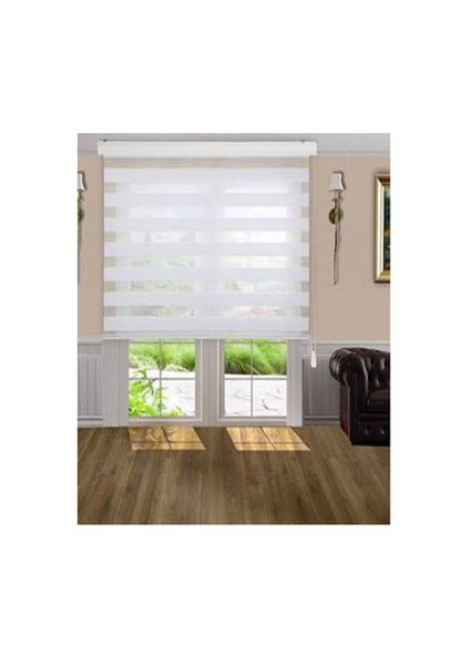 Beyaz Bambu Zebra Perde 200X200 cm