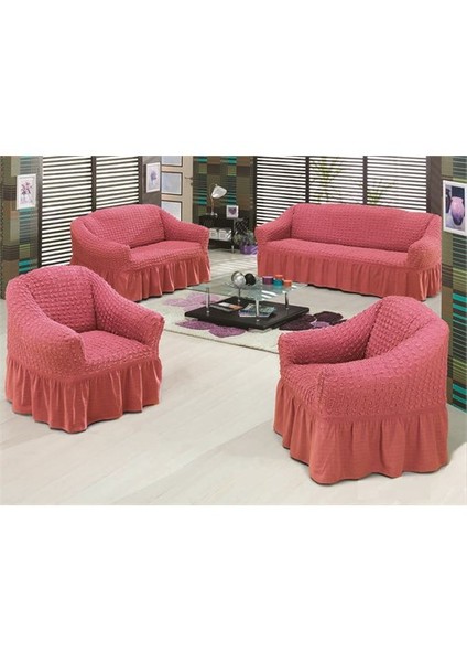 Bürümcük Standart Koltuk Örtüsü Takımı (3+2+1+1) - Gül Kurusu