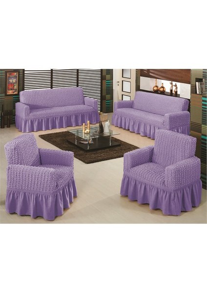 Bürümcük Maxi Koltuk Örtüsü Takımı (3+3+1+1) - Lila