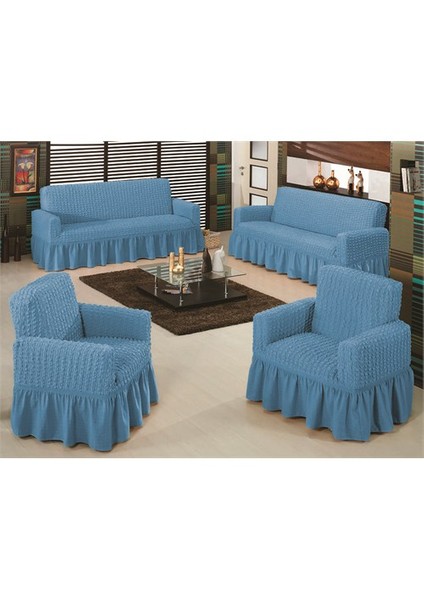 Bürümcük Maxi Koltuk Örtüsü Takımı (3+3+1+1) - Mavi