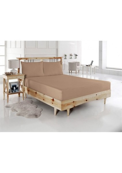 Lastikli Çarşaf Seti Tek Kişilik Kahve