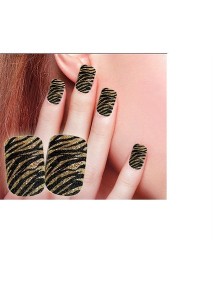 Simli Zebra Takma Tırnak