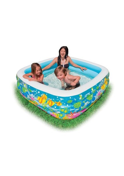 İntex 57471 3 Halkalı Deniz Yaşamı Desenli Aile Havuzu ( 159 x 159 x 50 cm )