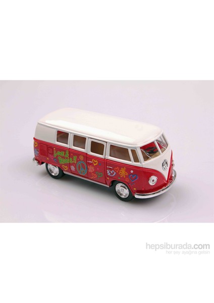 Kırmızı 1962 Volkswagen Classical Bus 1/32 Çek Bırak Die-Cast Model Araç