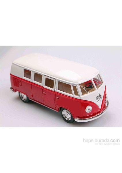 Kırmızı 1962 Volkswagen Classical Bus 1/32 Çek Bırak Die-Cast Model Araç