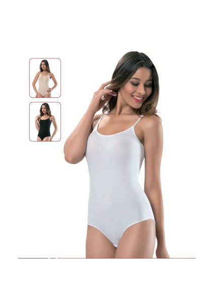 Kadın Likralı İp Askılı Çıtçıtlı Body Siyah