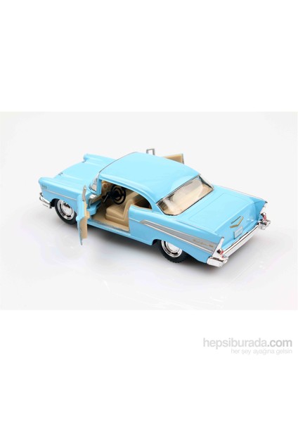 Mavi 1957 Chevrolet Bel Air 1/40 Çek Bırak Die-Cast Model Araç