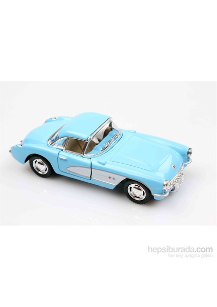 Mavi 1957 Chevrolet Corvette 1/34 Çek Bırak Die-Cast Model Araç