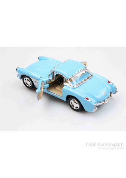 Mavi 1957 Chevrolet Corvette 1/34 Çek Bırak Die-Cast Model Araç fiyatları