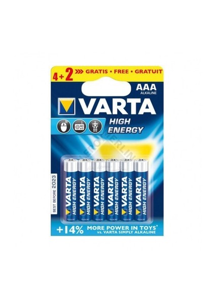 High Energy 4+2 İnce Kalem Pil