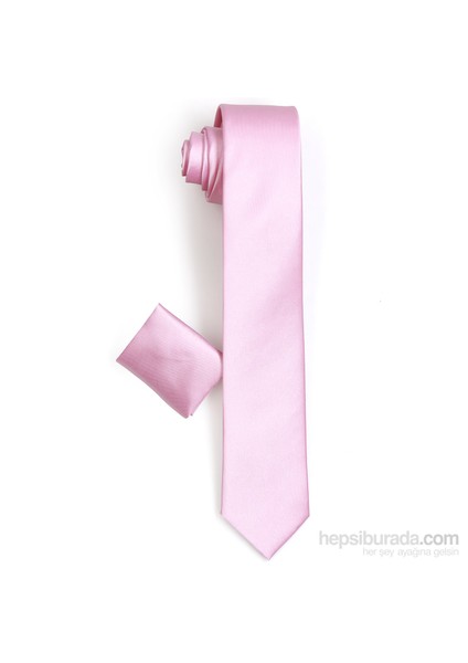 Erkek Pembe Mendilli Kravat
