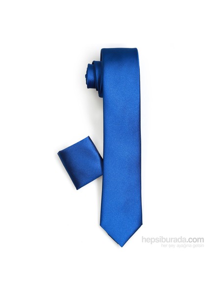Erkek Parlament Mavi Mendilli Kravat