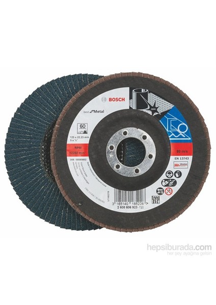 - Flap Zımpara Diski - 125 Mm, 22,23 Mm, 60 Kum