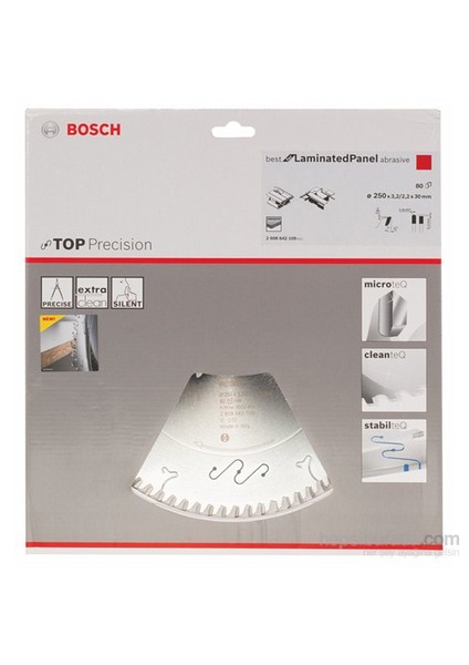 - Best Serisi Hassas Kesim Aşındırıcı Kaplamalı Lamine Panel İçin Daire Testere Bıçağı - 250 X 30 X 3,2 Mm, 80 Diş