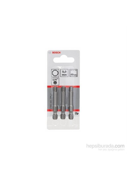 - 3'Lü Paket - Ekstra Sert Seri Vidalama Ucu - Hex 5, 49 Mm