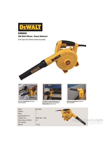 DWB800-TR 800W Profesyonel Üfleme ve Emme Makinası