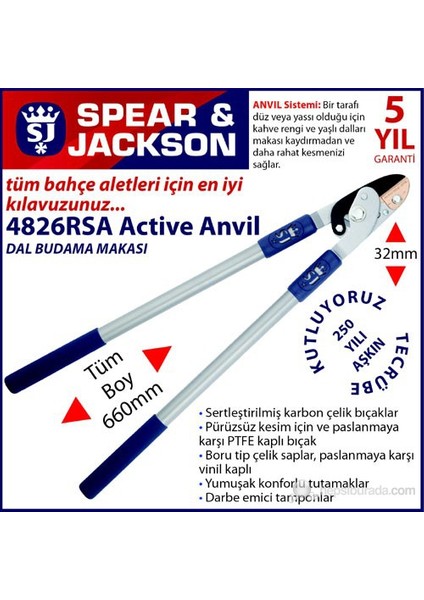 4826Rsa Dal Budama Makası Anvil 66 Cm