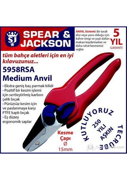 5958Rsa Budama Makası Medium Anvil