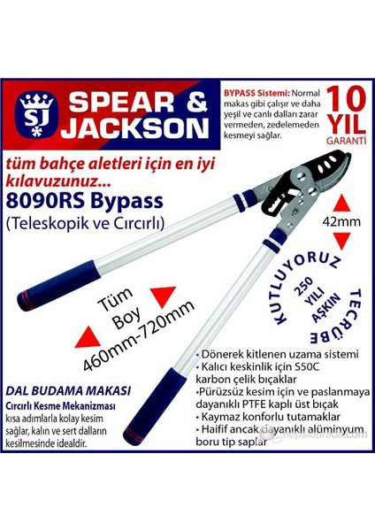 8090Rs Teleskopik Dal Budama Makası Bypass Cırıcırlı Sistem