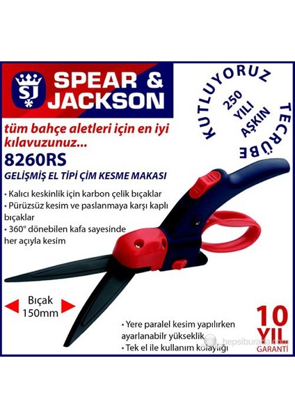 Spear And Jackson 8260Rs Tek El Çim Kesme Makası