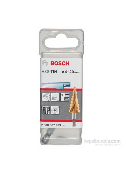 - Kademeli Matkap Ucu Hss-Tin - 4 - 20 Mm, 70,5 Mm