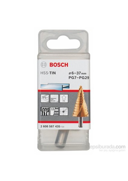 - Kademeli Matkap Ucu Hss-Tin - 6 - 37 Mm, 10,0 Mm, 93 Mm