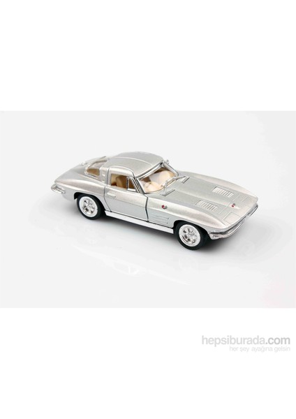Gri 1963 Corvette Sting Ray 1/36 Çek Bırak Die-Cast Model Araç
