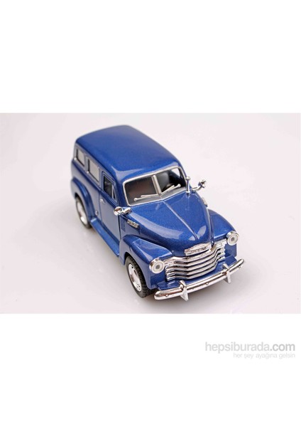 Mavi 1950 Chevrolet Suburban 1/36 Çek Bırak Die-Cast Model Araç