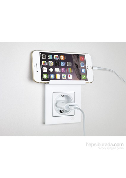 Günsan Eqona Pratik Beyaz Telefon Tutucu Topraklı Priz