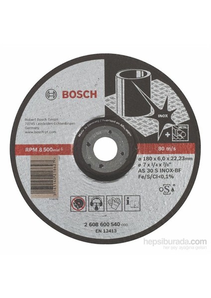 - Expert Serisi Inox (Paslanmaz Çelik)İçin Bombeli Taşlama Diski (Taş) - As 30 S Inox Bf, 180 Mm, 6,0 Mm