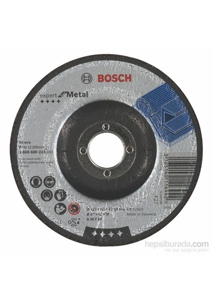 - Expert Serisi Metal İçin Bombeli Taşlama Diski (Taş) - A 30 T Bf, 125 Mm, 6,0 Mm