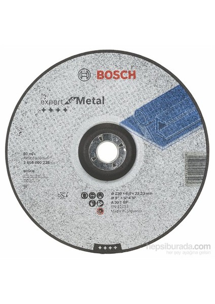 - Expert Serisi Metal İçin Bombeli Taşlama Diski (Taş) - A 30 T Bf, 230 Mm, 6,0 Mm
