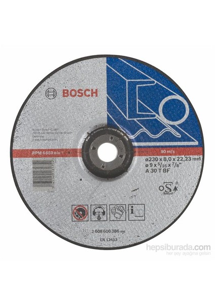 - Expert Serisi Metal İçin Bombeli Taşlama Diski (Taş) - A 30 T Bf, 230 Mm, 8,0 Mm