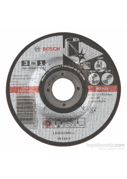 - 3'Ü Bir Arada Kesici Disk (Taş) - A 46 S Bf, 115 Mm, 2,5 Mm
